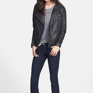 Treasure&Bond Black Quilted Leather Moto Jacket